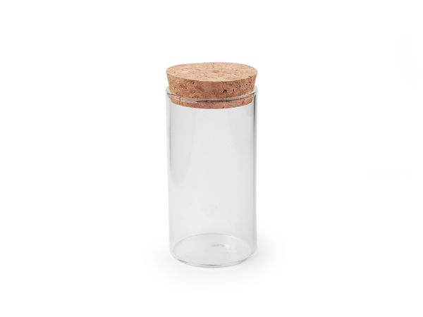 Fiole rotunde premium din sticlă cu dop de plută naturală - Mini borcănașe transparente pentru expunere (47x90mm)