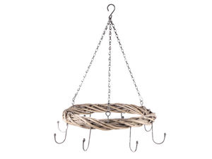 Coroniță suspendată din răchită, taupe (Ø38 cm) – Suport rustic cu cârlige pentru decorațiuni de tot anul