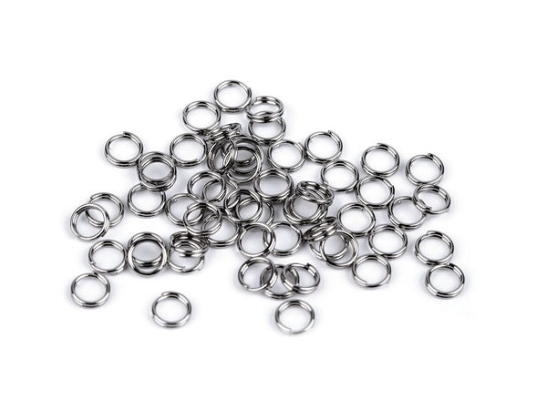Zale despicate din oțel inoxidabil - Inele de legătură duble de 4mm cu finisaj platinat (Pachet 5g)