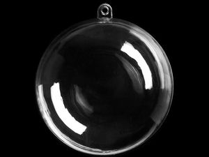 Glob acrilic transparent umplutibil Premium - Glob transparent de 12 cm pentru activități creative și lucru manual, cu agățătoare