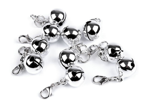Clopoței metalici cu carabină - Mini-clopoței decorativi pentru craft, Ø13 mm