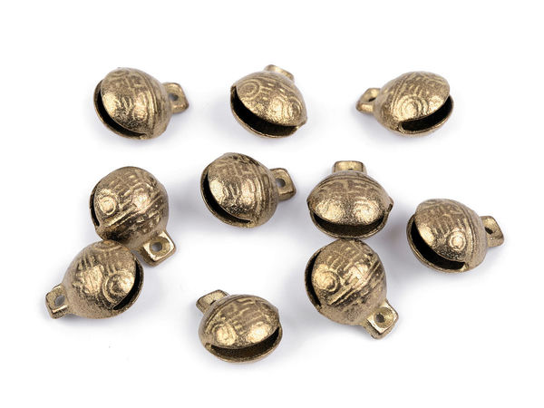 Zurgălăi premium din alamă cu model în relief - Clopoței decorativi pentru galanterie și artizanat, 13x17 mm, cu sunet clar și rezonant