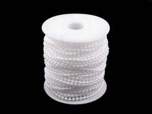 Șirag decorativ de mărgele alb ca zăpada (Ø3 mm) – Pasmanterie premium pentru nunți, sărbători și decor floral