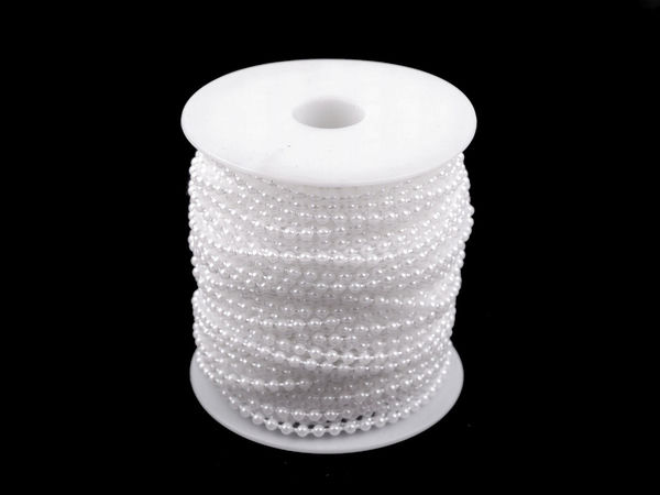 Șirag decorativ de mărgele alb ca zăpada (Ø3 mm) – Pasmanterie premium pentru nunți, sărbători și decor floral