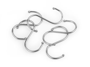 Cârlig metalic în formă de S premium, nichelat (7 cm) | Cârlig utilitar pentru organizare și expunere produse retail (compatibil cu bare de până la 2,2 cm)