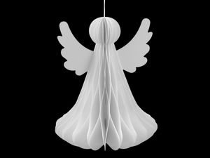 Înger decorativ pliabil din hârtie tip fagure – Ornament elegant 3D suspendat și de sine stătător pentru Crăciun și petreceri, 24 cm