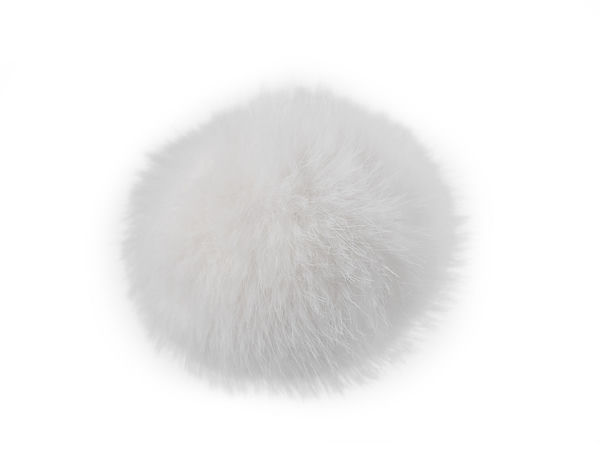 Pompon premium pufos din blană cu buclă elastică (Ø6 cm)