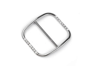 Cataramă culisantă metalică cu ștrasuri (40 mm) - Finisaj nichel premium