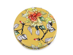 Oglindă compactă de buzunar cu model floral elegant - Oglindă cosmetică pliabilă din piele ecologică cu două fețe și vizualizare dublă standard și lupă