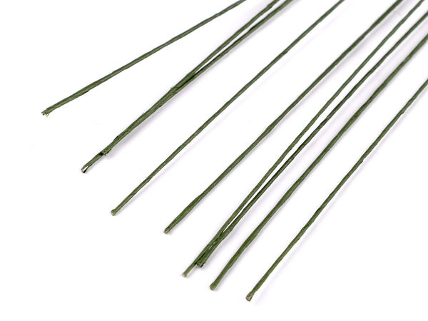 Sârmă floristică verde îmbrăcată în hârtie - Ø0,8 mm x 60 cm | Sârmă flexibilă pentru coronițe, ikebana și aranjamente