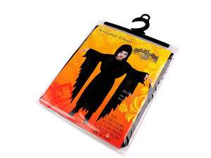 Costum unisex de fantomă neagră cu glugă și cordon - Robă premium de Halloween și carnaval pentru copii și adolescenți (înălțime 130-160 cm)