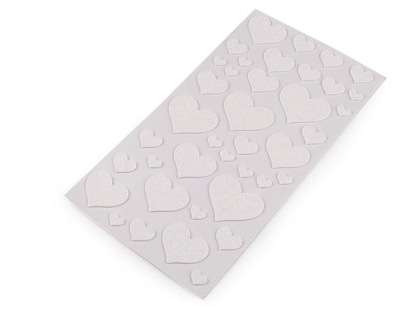 Inimi autoadezive din spumă moosgummi cu sclipici - Dimensiuni asortate pentru scrapbooking și lucru manual