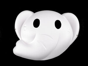 Mască din carton pentru pictat DIY, model animal, pentru petreceri și carnaval - Mască albă pentru activități creative și hobby, cu bandă elastică