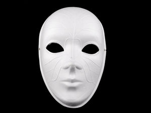 Mască pictabilă DIY pentru carnaval venețian - Mască de mascaradă din hârtie albă pentru lucru manual și decorațiuni