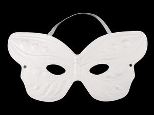 Mască de carnaval în formă de fluture din hârtie pentru pictat DIY - Mască de ochi albă simplă pentru mascaradă, cu bandă elastică