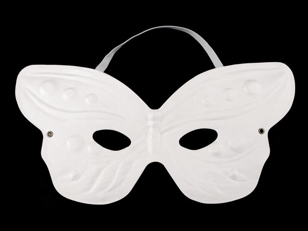 Mască de carnaval în formă de fluture din hârtie pentru pictat DIY - Mască de ochi albă simplă pentru mascaradă, cu bandă elastică