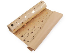 Rolă de catifea decorativă cu model cu stele (lățime 28 cm) - Material premium anti-destrămare pentru galanterie, lucru manual și traverse de masă