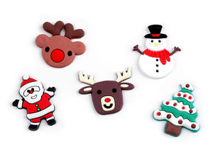 Ornamente și decorațiuni de Crăciun 3D din silicon (Mix asortat) - Aplice flexibile cu spate plat pentru lucru manual, coronițe și scrapbooking