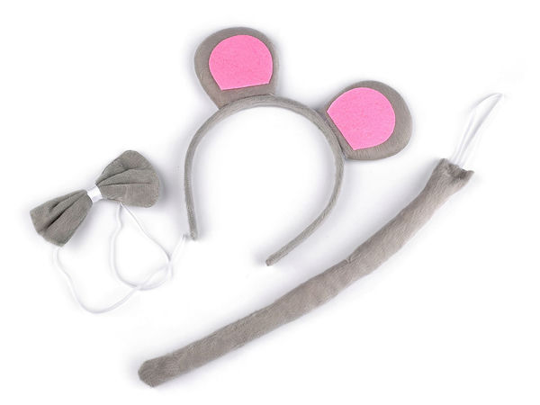 Set accesorii costum de animal din pluș pentru copii - bentiță, papion și coadă