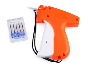 Kit profesional cu pistol de etichetat textile și 5 ace de schimb - Aplicator robust de etichete pentru materiale textile, covoare și piele