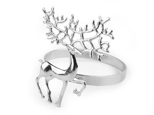 Inel elegant din metal pentru șervețele, model cerb - Decor premium pentru Crăciun și mese festive