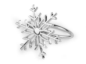 Inel elegant din metal pentru șervețele, model fulg de nea, pentru mese festive de sărbători
