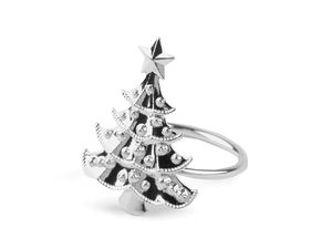 Inele metalice elegante pentru șervețele, model brad de Crăciun, pentru decorul meselor festive