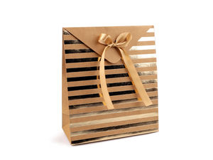 Cutii decorative de cadou din hârtie Kraft cu funde din panglică de satin (set de 2) - Imprimeuri metalice premium asortate pentru cadouri mici