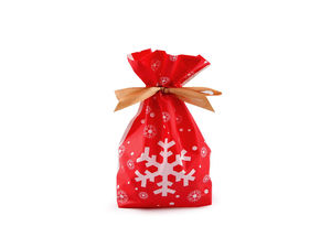 Săculețe festive de Crăciun pentru dulciuri și cadouri, cu panglică din satin, 12 x 17.5 cm