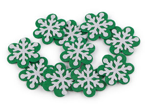 Aplicații premium din fetru în formă de fulgi de zăpadă pentru Crăciun (50 mm) - Forme decorative festive din fetru pentru lucru manual, cusut și decorațiuni de sărbători