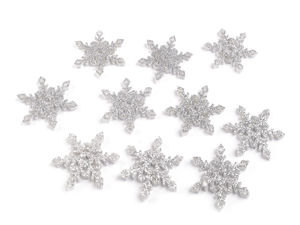 Fulgi de zăpadă din fetru argintiu cu sclipici – Elemente decorative pentru sărbători, 40 mm