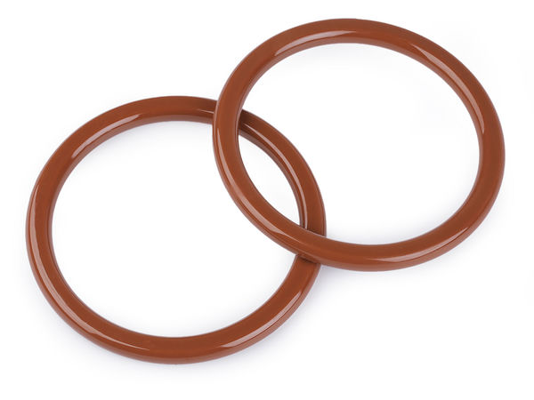 Mâner rotund premium pentru genți, 14 cm - Mâner circular maro cognac pentru confecționarea de genți și poșete