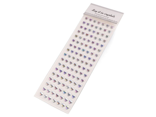Benzi autoadezive premium cu ștrasuri în formă de inimă pentru lucru manual și scrapbooking, Ø10 mm