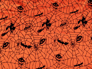 Material decorativ din saten premium pentru Halloween - Imprimeu cu motive cu textură catifelată pentru costume și decorarea meselor