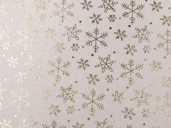 Material textil din bumbac cu fulgi metalici de Crăciun – Pânză premium tip in pentru galanterie și decorațiuni