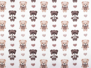 Țesătură canvas premium din bumbac cu imprimeu cu ursuleți pentru lenjerii de pat și decorațiuni copii