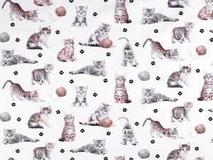 Țesătură premium din bumbac canvas cu imprimeu pisici - Material de cusut pentru decorațiuni și articole de copii