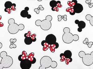 Pânză canvas din bumbac premium Mickey și Minnie Mouse pentru croitorie și proiecte creative