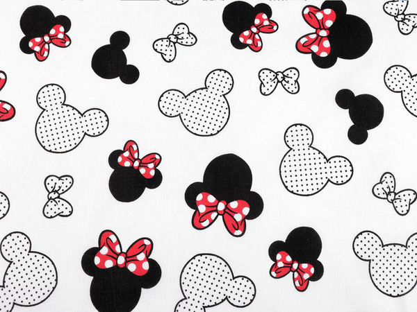 Pânză canvas din bumbac premium Mickey și Minnie Mouse pentru croitorie și proiecte creative