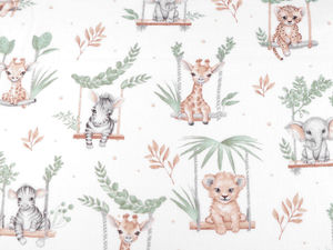 Țesătură din flanel de bumbac premium cu imprimeu safari - Material moale și călduros pentru lenjerii de pat pentru copii, pijamale și proiecte de croitorie