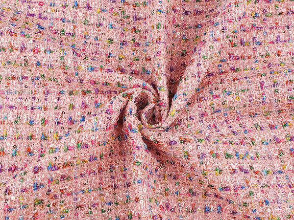 Țesătură premium din tweed cu paiete pentru costume, jachete și rochii elegante