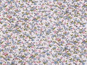 Țesătură din bumbac premium cu imprimeu floral - Amestec moale de bumbac și in cu motive florale delicate