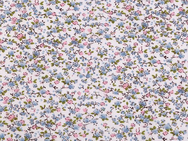 Țesătură din bumbac premium cu imprimeu floral - Amestec moale de bumbac și in cu motive florale delicate