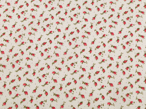 Pânză canvas premium din bumbac cu imprimeu floral delicat, roz deschis cremos