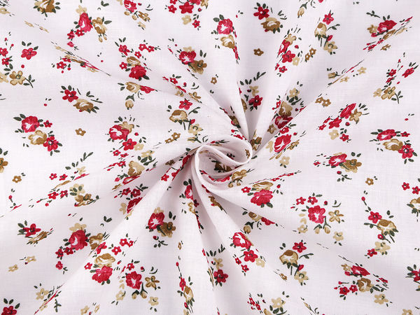 Pânză canvas din bumbac premium cu imprimeu floral mărunt - Material moale pentru croitorie și galanterie