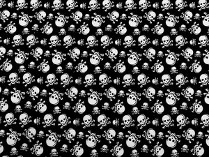 Țesătură premium din bumbac canvas cu imprimeu cu cranii - Material de creație în stil gotic și rocker