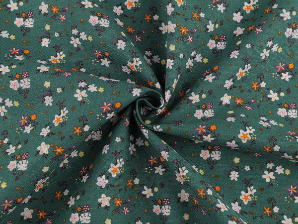 Pânză canvas premium din bumbac cu țesătură fină și motiv floral delicat, pentru îmbrăcăminte și decorațiuni