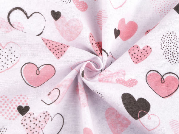 Țesătură premium din flanel de bumbac cu model cu inimi - Material moale roz deschis pentru proiecte creative și așternuturi