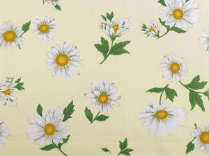 Țesătură canvas din bumbac premium cu imprimeu floral cu margarete - Crem deschis