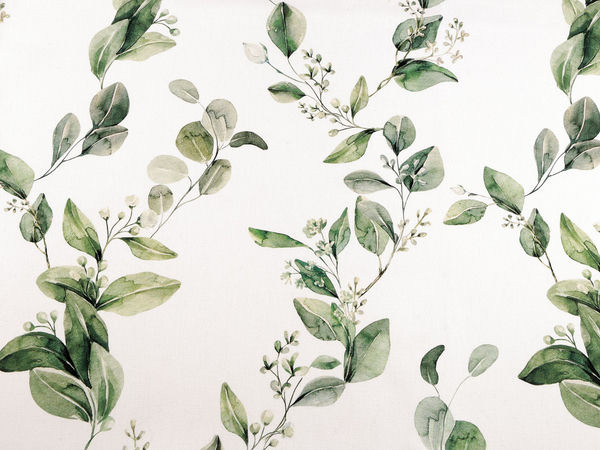 Material premium din amestec de bumbac Half Panama - Imprimeu digital botanic și floral